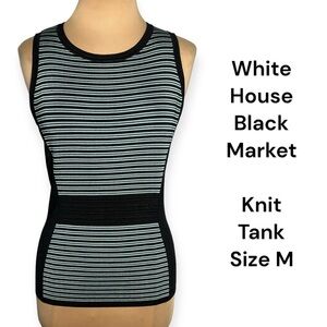 WHBM black and aqua green striped sculpting knit tank slimming colorblock size M